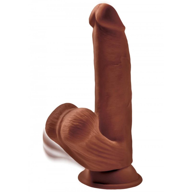 KING COCK PLUS 3D Dildo Mit Schwingenden Hoden Saugfuss Braun 24 5c