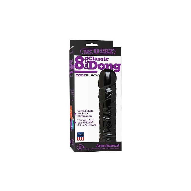 VAC U LOCK Code Black 8 Inch Classic Dong Dildo Schwarz Erotikfacto