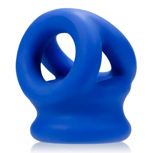 OXBALLS Tri-Squeeze Penissling mit Hodenstrecker aus TPR-Silikon-Mischung Blau