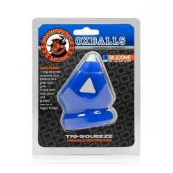 OXBALLS Tri-Squeeze Penissling mit Hodenstrecker aus TPR-Silikon-Mischung Blau
