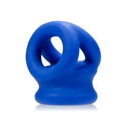 OXBALLS Tri-Squeeze Penissling mit Hodenstrecker aus TPR-Silikon-Mischung Blau