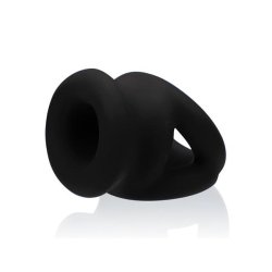 OXBALLS Tri-Squeeze Penissling mit Hodenstrecker aus TPR-Silikon-Mischung Schwarz