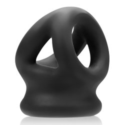 OXBALLS Tri-Squeeze Penissling mit Hodenstrecker aus TPR-Silikon-Mischung Schwarz