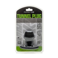 PERFECT FIT Tunnel Plug M ausgeh&ouml;hlter Analplug aus Silikon und TPR Schwarz