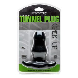PERFECT FIT Double Tunnel XL Analtunnel aus TPR Schwarz