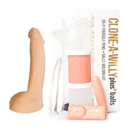 CLONE-A-WILLY Kit mit Hoden inkl. Vibro-Bullet Beige