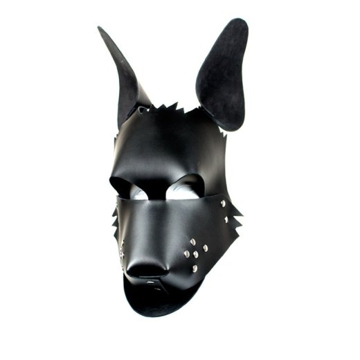 Hundmaske aus Leder schwarz