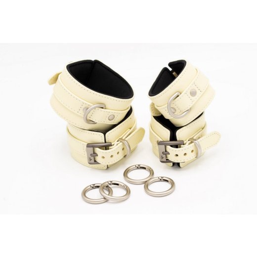 BLACK SWAN Hand- & Fussfessel Set Black & Vanilla Medium