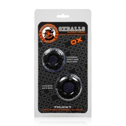 OXBALLS Truckt 2er-Set Penis- & Hodenring aus Flex-TPR Schwarz