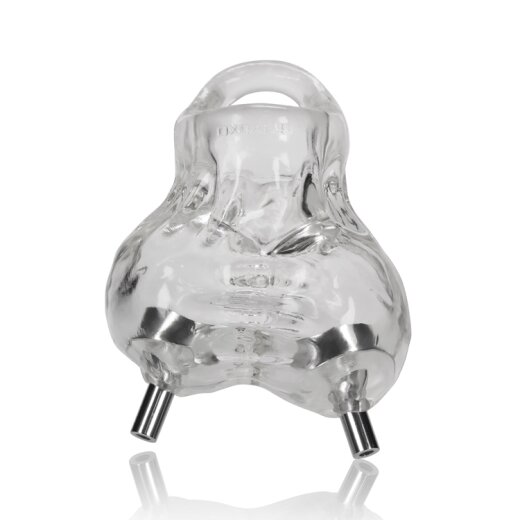 OXBALLS Nutter Ball Sling Hodenbeutel &amp; Penisring mit Elektroanschluss transparent