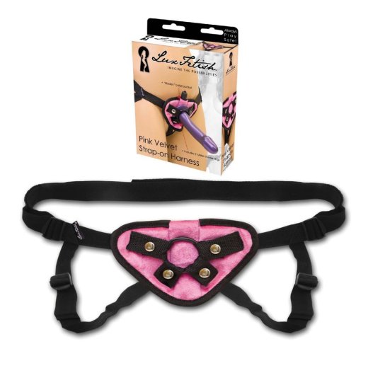 Lux Fetish - Pink Velvet Strap-on Harness