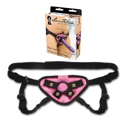 LUX FETISH Strap-On Harness Pink Velvet mit Ringsystem
