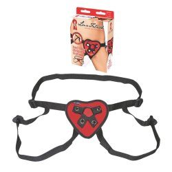 LUX FETISH Strap-On Harness Red Heart Rot/Schwarz