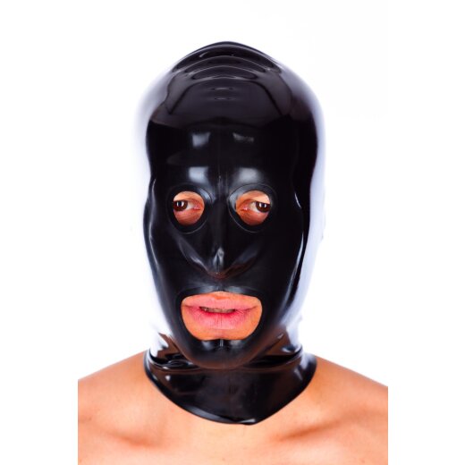 LATEXA Unisex Maske mit Augen,Nase &amp; Mund &Ouml;ffnungen ohne RV Schwarz