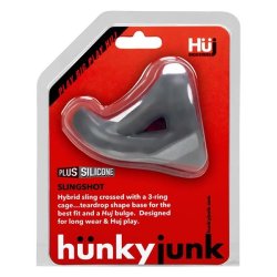 HÜNKYJUNK Slingshot 3-teiliger Penis- & Hodenring Grau