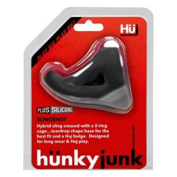 HÜNKYJUNK Slingshot 3-teiliger Penis- & Hodenring Schwarz