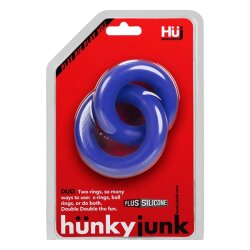 H&Uuml;NKYJUNK Penis- und Hodenring Duo angekettet Cobaltblau