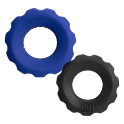 HÜNKYJUNK Cog 2er-Set Penisringe Blau/Schwarz