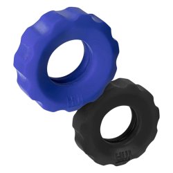 HÜNKYJUNK Cog 2er-Set Penisringe Blau/Schwarz