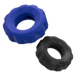 HÜNKYJUNK Cog 2er-Set Penisringe Blau/Schwarz
