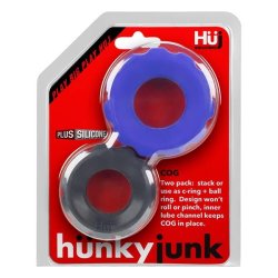 HÜNKYJUNK Cog 2er-Set Penisringe Blau/Schwarz