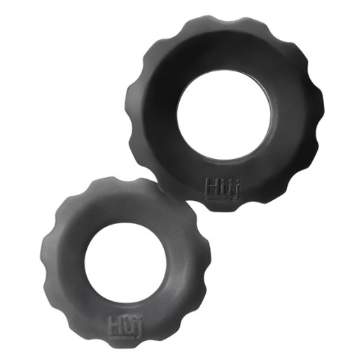 HÜNKYJUNK Cog 2er Set Penisringe Steingrau/Schwarz