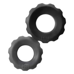 HÜNKYJUNK Cog 2er Set Penisringe Steingrau/Schwarz