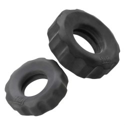 HÜNKYJUNK Cog 2er Set Penisringe Steingrau/Schwarz