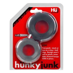 HÜNKYJUNK Cog 2er Set Penisringe Steingrau/Schwarz