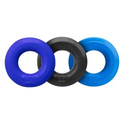 HÜNKYJUNK Penisringe 3er Pack Kobalt/Aqua/Schwarz