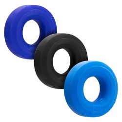 HÜNKYJUNK Penisringe 3er Pack Kobalt/Aqua/Schwarz