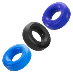 HÜNKYJUNK Penisringe 3er Pack Kobalt/Aqua/Schwarz