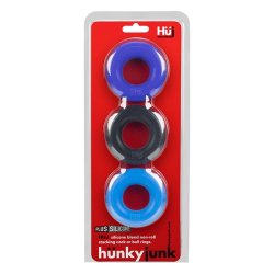 HÜNKYJUNK Penisringe 3er Pack Kobalt/Aqua/Schwarz