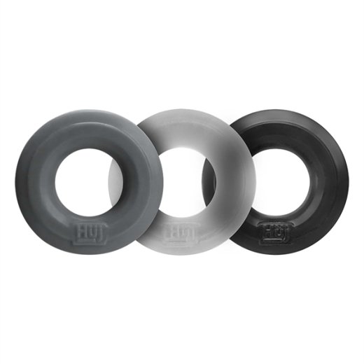 HÜNKYJUNK Penisringe 3er Pack Grau/Ice/Schwarz