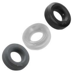 HÜNKYJUNK Penisringe 3er Pack Grau/Ice/Schwarz