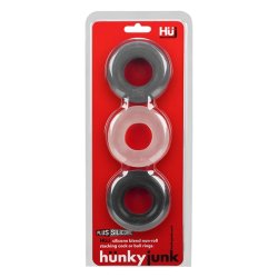 HÜNKYJUNK Penisringe 3er Pack Grau/Ice/Schwarz