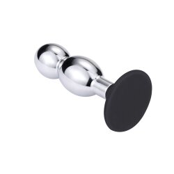 KIOTOS Analplug Two Balls aus Aluminium mit Silikon Saugnapf