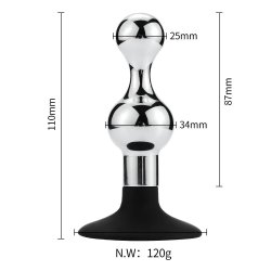 KIOTOS Analplug Sandglass aus Aluminium und mit Silikon Saugnapf