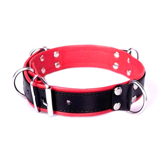 TR Deluxe Bondage Halsband Schwarz/Rot