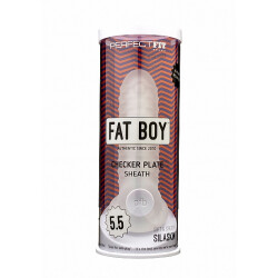 PERFECT FIT Fat Boy Checker Plate Penish&uuml;lle aus SilaSkin Silikon 15,5 cm Weiss/Transparent