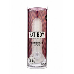 PERFECT FIT Fat Boy Checker Plate Penish&uuml;lle aus SilaSkin Silikon 18 cm Weiss/Transparent