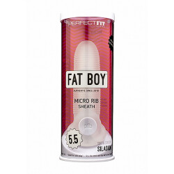 PERFECT FIT Fat Boy Micro Rib Penish&uuml;lle aus SilaSkin Silikon 15,5 cm Weiss/Transparent