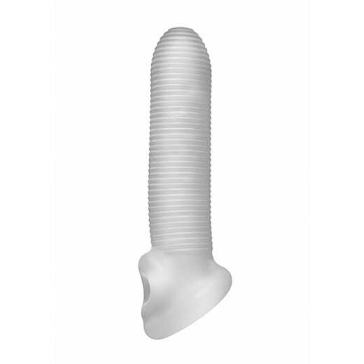 PERFECT FIT Fat Boy Micro Rib Penish&uuml;lle aus SilaSkin Silikon 18,0 cm Weiss/Transparent