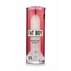 PERFECT FIT Fat Boy Micro Rib Penish&uuml;lle aus SilaSkin Silikon 18,0 cm Weiss/Transparent
