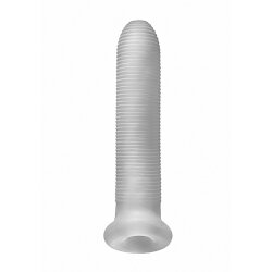 PERFECT FIT Fat Boy Micro Rib Penish&uuml;lle aus SilaSkin Silikon 20,0 cm Weiss/Transparent