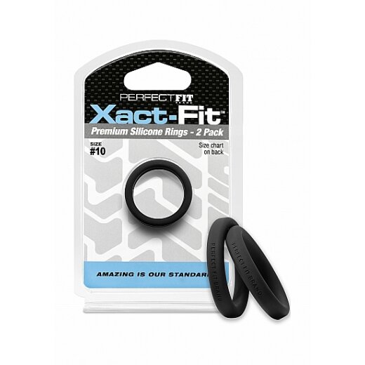 PERFECT FIT Xact-Fit 10 Premium Silikon Penisring 2 Stk 25,5 mm Schwarz