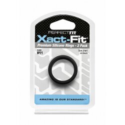PERFECT FIT Xact-Fit 11 Premium Silikon Penisring 2 Stk 28,0 mm Schwarz