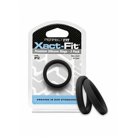 PERFECT FIT Xact-Fit 12 Premium Silikon Penisring 2 Stk 30,5mm Schwarz