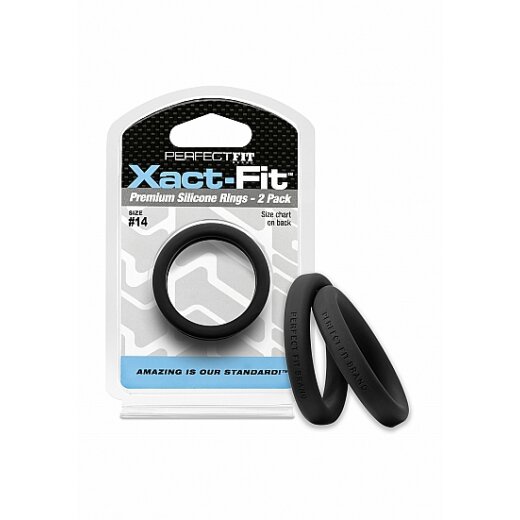 PERFECT FIT Xact-Fit 14 Premium Silikon Penisring 2 Stk 35,5mm Schwarz