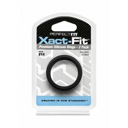 PERFECT FIT Xact-Fit 14 Premium Silikon Penisring 2 Stk 35,5mm Schwarz